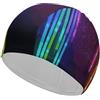 Anceky Cuffia da nuoto per donna, cuffia da nuoto per uomo, cuffia da bagno elastica alta, cuffie da nuoto arcobaleno al neon per capelli lunghi e corti