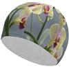Anceky Cuffia da bagno con fiori di orchidee colorate, cuffie da nuoto ad alta elasticità, adatte sia per capelli lunghi che per capelli corti, comoda cuffia da a grande per ridurre la resistenza e prot