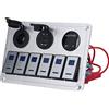 Domary Pannello Interruttori A Bilanciere A 6 Gruppi, Luce LED Blu con | Pannello in Lega di Alluminio, Compatibile 12V-24V, per Auto, Camper, Barca, Marina, Protezione da Sovracorrente