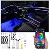 QAUBEN Auto Interno Strip Luces, 4 in 1 Multicolore RGB Auto Footwell Kit di illuminazione ambientale, 5m Fibra ottica EL Neon Tube Luce, Modalità fai da te Musica Sincronizzazione APP Controllo 12V