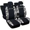 Lupex Shop Coprisedili auto compatibili con C3, Made in Italy, tessuto poliestere, set sedili completi anteriori e posteriori (Nero - Mimetico Grigio)