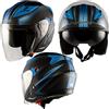 A-Pro Casco Jet Moto Scooter Doppia Visiera Certificato ECE 22-06 Nero Opaco Blu S