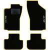 QUEMAR Tappetini Auto per Alfa Romeo 147, Bordo Giallo, 2 Ricami | 2000-2012 / Kit Tappeti Moquette e Gomma su Misura / Set 2 Anteriori + 2 Posteriori / Ricami e Colori Personalizzati