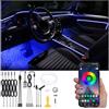 QAUBEN Auto Interno Strip Luces, 5 in 1 Multicolore RGB Auto Footwell Ambient Luceing Kit, 6m Fibra ottica EL Neon Tube Luce, Modalità fai da te Musica Sincronizzazione APP Controllo DC 12V