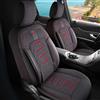 GIOVANNI BUTTI Coprisedili universali per auto per autovetture e SUV - Coprisedili anteriori premium in lino, grigio fumo-rosso, compatibile con airbag, poggiasedile, protezione per auto, set completo