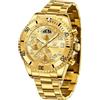 OLEVS Orologio grande da uomo, impermeabile, luminoso, in acciaio inox, fasi lunari, da uomo, analogico, cronografo, orologio da uomo, numeri arabi con data