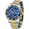 OLEVS Orologio grande da uomo, impermeabile, luminoso, in acciaio inox, fasi lunari, da uomo, analogico, cronografo, orologio da uomo, numeri arabi con data