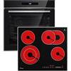 KKT KOLBE Set forno e piano cottura con cornice SET8019CH59AL, 60 cm nero | Pulizia pirolitica, 4 zone, Doppia zona, Zona ovale, Funzione pizza, Grill, Aria calda, Guide telescopiche, Timer automatico