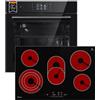 KKT KOLBE Set 60 cm forno e 77 cm piano cottura SET8017TFTCH77RL, nero | Display touch TFT, Soft Close, Pulizia catalitica, 5 zone, Zona tripla, Zona ovale, Funzione pizza, Grill, Aria calda