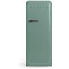 CREATE / RETRO FRIDGE 150 BLACK/Frigorifero verde salvia con maniglia nera e congelatore 281L / 102W, 150cm, 3 ripiani, regolatore di temperatura, portabottiglie, 60x60x150cm