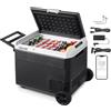VEVOR Frigorifero a Ruote per Auto Portatile, Frigo Portatile con Ruote Maniglia Capienza 60 Litri, Congelatore a Compressore 12/24V CC 100-240V CA da Esterno Campeggio Picnic, Frigorifero per Camper