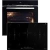 KKT KOLBE Set forno e piano a induzione SET8017IH77FZ, 60 cm nero argento | Pulizia catalitica, 2 zone flessibili, 5 zone, Booster, Funzione pizza, Grill, Aria calda, Timer automatico