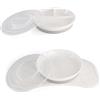 Twistshake Set Di Stoviglie Per Bambini Mini + Piatto Diviso | Piatto Aspirante + Tovaglietta (31x17cm) + Piatto Diviso | Senza BPA | Piatto Per L'addestramento Alla Pappa | Bianco