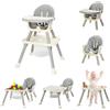 BONNLO Seggiolone Evolutivo per Bambini 7 IN 1, Imbottitura Confortevole, Doppio Vassoio, 6 Mesi-3 Anni 6-15 kg, Pieghevole Ultra Compatto, Leggero 4,9 kg, Grigio (Griggio Chiaro)