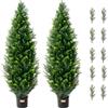 VEVOR Albero Topiario di Cedro Artificiale, Alto 121,9 cm Realistiche Piante in Vaso di Pino con Foglie Extra, Set Verde Artificiale Protetto dai Raggi UV per Domestica di Interni Esterni (2 Pezzi)
