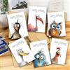 Generic Set di 12 biglietti di auguri con uccelli ad acquerello 10 cm x 15 cm | 6 biglietti e 6 buste | biglietti bianchi