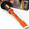 KIRXST Scalpello da Muratore Piatto con Paramani, Scalpello 300mm per Rompere e Demolire Cemento, Mattoni, Rocce e Pietre