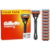Gillette Fusion5 Rasoio Da Uomo, 1 Rasoio Gillette, 11 Ricariche Di Lame, Con Lubrastrip Per Una Rasatura Da Vicino