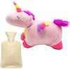 Cyiecweu Borsa Acqua Calda Peluche, 1L Rimovibile Lavabile Unicorno Borsa Dell'acqua Calda con Morbida Federa per Addome, Vita, Collo, Adulti e Bambini, Gomma Naturale