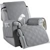 JORTUIO Copri Poltrona Relax Reclinabile Universale, Impermeabile Copripoltrona 1 Posto Fodera per Poltrona con Braccioli con Tasche,Antiscivolo,Antimacchia, Antigraffio, Rimovibile(Grigio chiaro)