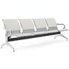 FBasic Panca 4 posti acciaio 240x71x78H argento per sala d'attesa | Con cuscino per sedile e schienale AVORIO 102 | Panchina con braccioli