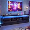 HFASD Mobile TV bianco lucido 180 cm con LED, USB, spazio di archiviazione | Mobile TV moderno con 2 ante e 2 cassetti, ripiano aperto, mobile tele per TV fino a 75 pollici, panca TV per soggiorno