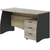 Bricozone Scrivania con Cassetti Scrittoio Mobile da Ufficio Tavolo Pc Soggiorno Camera Studio Sala da Pranzo per Computer Desk 136 x 74 x 64 cm (rovere e grigio)