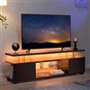 Cubehom LED TV-Schrank 130 cm, Moderno mobile porta TV con illuminazione a LED e spazio di archiviazione, tavolo TV per soggiorno, per televisori fino a 60 pollici, Nero