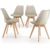 Mobili Fiver, Sedie in stile nordico Greta, Set da 4, Beige, Polipropilene - Multistrato di Faggio, Sedie Moderne per Cucina, Soggiorno