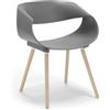 REDÒKASA Sedia in polipropilene DILETTA con gambe in faggio, resistente ai raggi UV, design moderno, ideale per sala da pranzo, cucina, sala d'attesa, bar, ristoranti (1, Cemento)