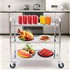 KenSyuInt Carrello da portata a 3 ripiani, in acciaio inox, con freni di stazionamento, carrello da cucina, carrello per il tè, carrello per il cibo e il catering Gastro Service (dimensioni medie: 85 x 45 x 90