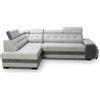 Robin Inspire Divano Angolare Convertibile Compact Sinistro Argento | Divano Moderno, Funzione Relax, 4 Poggiatesta Regolabili, Contenitore, Morbido Tessuto Velluto Aston e Design Elegante