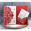 BLUGUL 10 Pezzi Matrimonio Invito, Carte di Invito a Nozze, Hollow Floral Design, con 2 Carte Vuote, Rosso