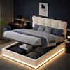 AZJSAHAH Letto imbottito da 140 x 200 cm, con contenitore idraulico, letto matrimoniale con contenitore a LED, 140 x 200 cm, con rete a doghe in velluto, letto per ragazzi, letto boxspring, senza