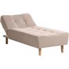 Beliani Chaise Longue in Tessuto Beige con Gambe Legno Chiaro Stile Scandinavo