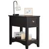 COSTWAY Tavolino da Salotto in Legno Massello, Comodino con 1 Cassetto e 1 Ripiano, Tavolino Basso da Soggiorno e Camera da Letto (56 x 33 x 58,5 cm, Caffè, 1)