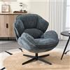 chairus Poltrona Girevole Salotto in Tessuto Poltrona Imbottita, Blu | Poltrona Imbottita Non-Regolabile Poltroncina Boucle con Gambe in Metallo Poltroncina Moderna per Soggiorno/Camera da Letto