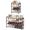 ENJOYBASICS 4 Livelli Scarpiera Salvaspazio Espandibile, 45-83 cm, Nero | Metallica, Facile da montare, per ingresso, corridoio o piastra, guadagno di spazio, accoglie da 8 a 16 paia di scarpe