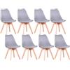 Uderkiny Set di 8 Sedie da Sala da Pranzo, Sedie Scandinave, Gambe in Legno Massello, Design Nordico ergonomico, Ideale per Sala da Pranzo, Soggiorno, Cucina, Camera da Letto (Grigio)