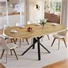 Rosebibi - Tavolo da pranzo allungabile 100-140 cm, forma rotondo-ovale, stabile struttura in metallo a X, piedini regolabili, finitura effetto legno