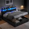 AZJSAHAH Letto imbottito da 140 x 190 cm, con contenitore idraulico, letto matrimoniale con contenitore a LED, 140 x 190 cm, con rete a doghe, in poliuretano, letto per ragazzi, letto boxspring, senza