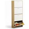 CATAVANA Scarpiera salvaspazio slim 60 cm in legno bianco, scarpiera da ingresso con 4 ante, scarpiera 24 paia, design moderno alto e stretto, ideale come portascarpe ingresso