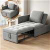 boorbin Divano letto imbottito 3 in 1, Divano letto multifunzionale in tessuto di lino con schienale regolabile, divano letto per piccoli spazi (Grigio)