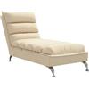 vidaXL Chaise Longue con Cuscini Crema in Tessuto