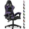 naspaluro Sedia Gaming, Sedia Gaming Ergonomica con Cuscino(Viola) | Poggiatesta, Comfort, Ruote Silenziose, Regolabile in Altezza, Per Gamer, Per Computer, Per Ufficio