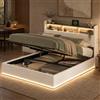 AZJSAHAH Letto imbottito da 140 x 200 cm, con contenitore idraulico, letto matrimoniale con contenitore a LED, 140 x 200 cm, con rete a doghe in velluto, letto per ragazzi, letto boxspring, senza