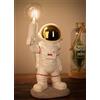 Brubaker Lampada da Tavolo Astronauta - Lampada da Comodino Spaziale da 40 cm con Presa E27 e Spina USB-C - Statua Decorativa del Viaggio Spaziale Dipinta a Mano - Bianco e Oro