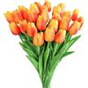 Kisflower 20 tulipani artificiali in lattice, tulipani, fiori falsi, veri fiori da tocco, per decorazioni (arancione)