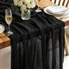 Baosind Runner da Tavolo Nero in Stile Boho, 300 x 80 CM Runner da Tavolo in Garza, Adatto per Matrimoni, Compleanni, Natale, Tavole di Capodanno e Decorazioni ad Arco