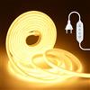 HEGEHE Striscia LED COB Neon autoadesiva, 220 V, dimmerabile, 240 LED/m, IP65, impermeabile, diffusione, flessibile, tagliabile ogni 10 cm, collegamento diretto (bianco caldo, 3 m)